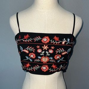Black Floral Crop Top